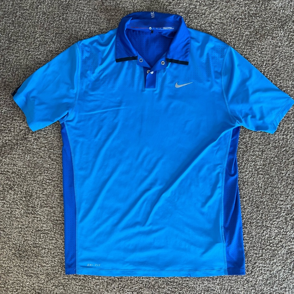 Nike Men's Blue Polo Shirt Tiger Woods Collection